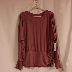 Tahari Sport Long Sleeve Mauve Colored Dolman Sleeves Pullover Plus size Top NWT